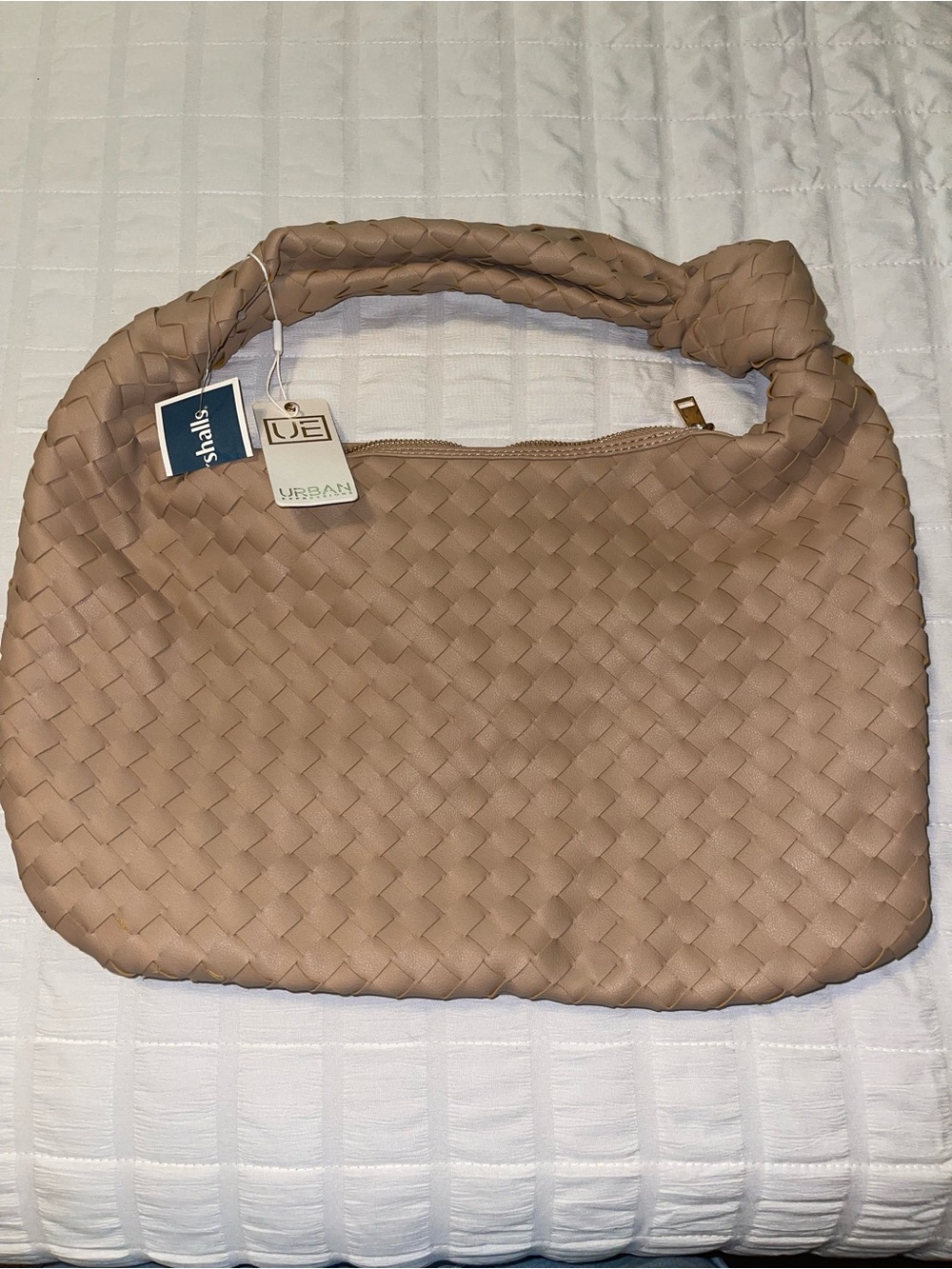 Urban Expressions Braided Weave Hobo Tote in Taupe